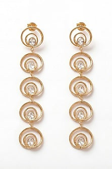 Gold Plated Mirror Wave Long Earrings