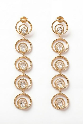 Gold Plated Mirror Wave Long Earrings