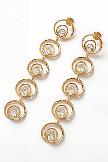 Gold Plated Mirror Wave Long Earrings
