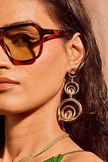 Gold Plated Mirror Wave Trio Earrings