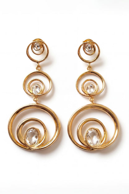 Gold Plated Mirror Wave Trio Earrings