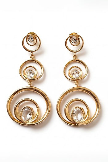 Gold Plated Mirror Wave Trio Earrings