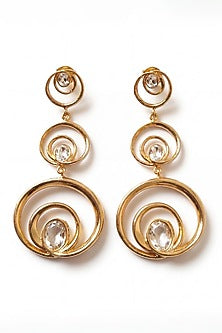 Gold Plated Mirror Wave Trio Earrings