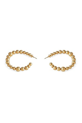 Gold Finish Large Hoop Earrings In Brass