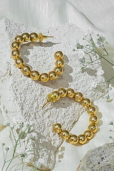 Gold Finish Hoop Earrings In Brass