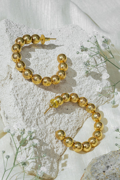 Gold Finish Hoop Earrings In Brass