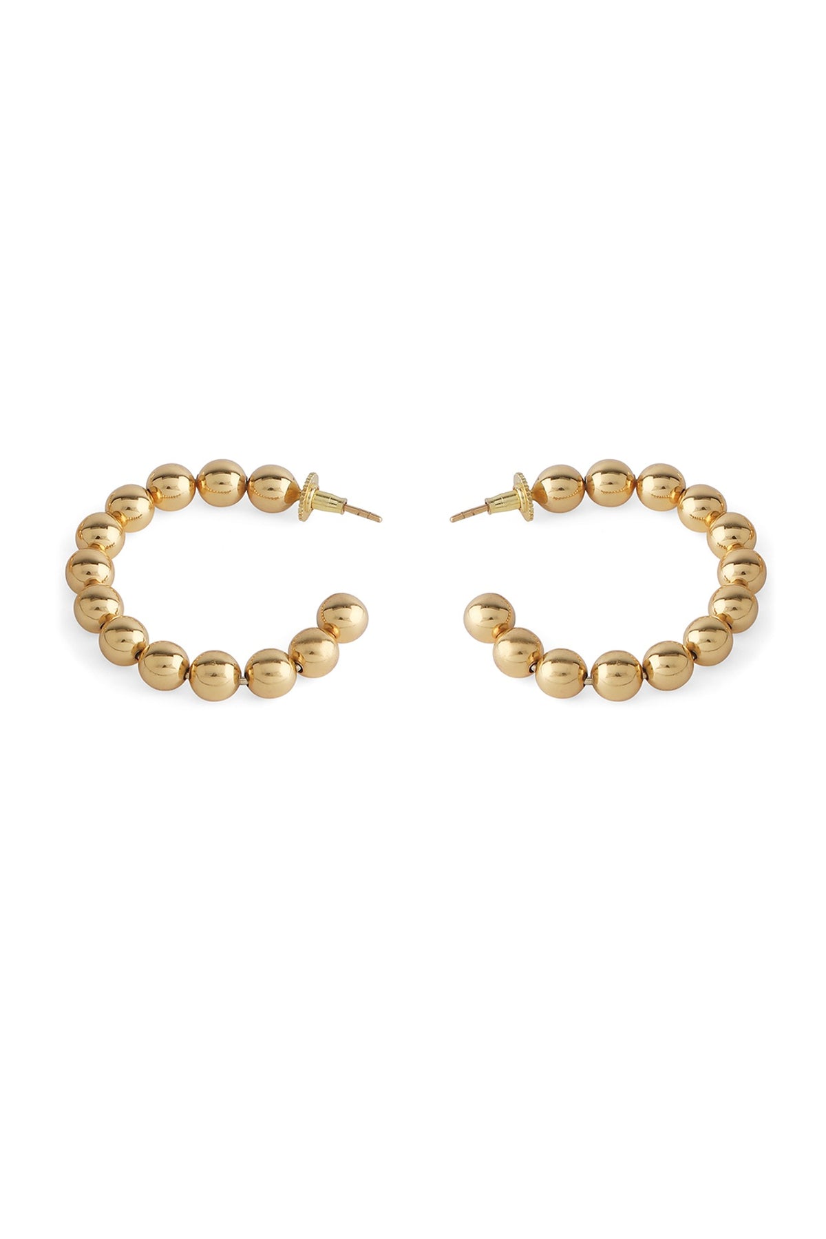 Gold Finish Hoop Earrings In Brass