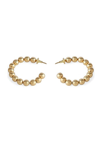 Gold Finish Hoop Earrings In Brass