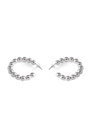 Silver Finish Hoop Earrings In Brass