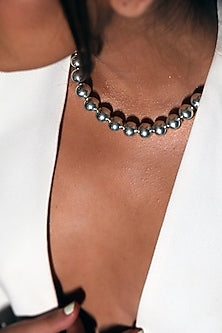 Silver Finish Necklace In Brass