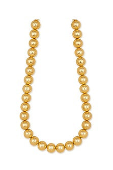 Gold Finish Long Necklace In Brass