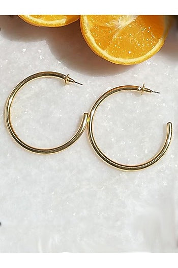 Gold Finish Oro Hoop Earrings