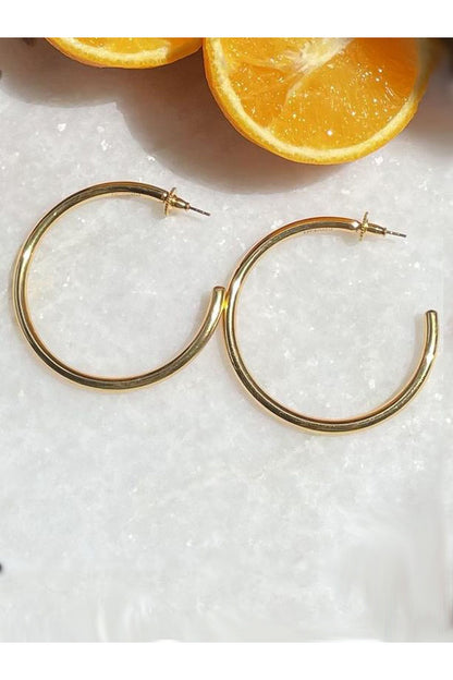 Gold Finish Oro Hoop Earrings