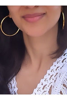 Gold Finish Oro Hoop Earrings