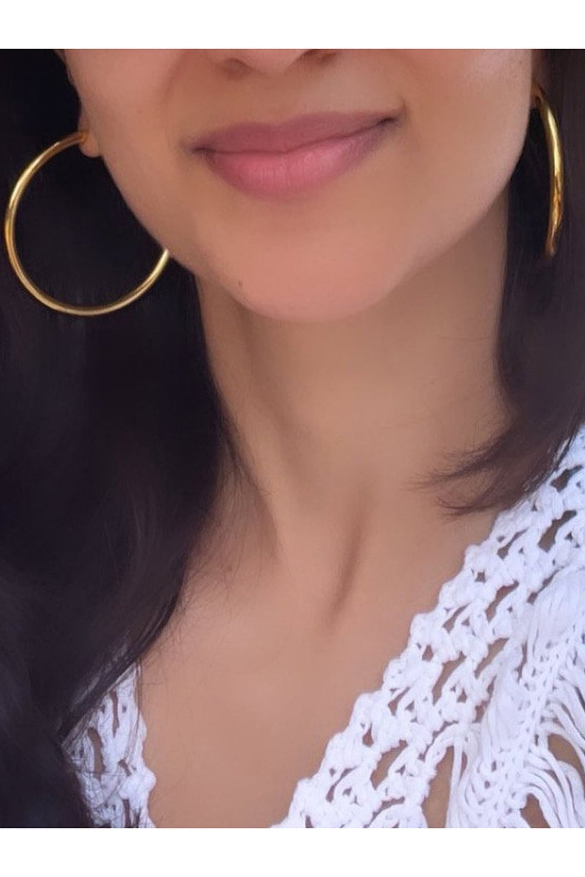 Gold Finish Oro Hoop Earrings