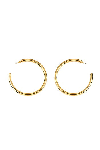 Gold Finish Chunky Large Oro Hoop Earrings