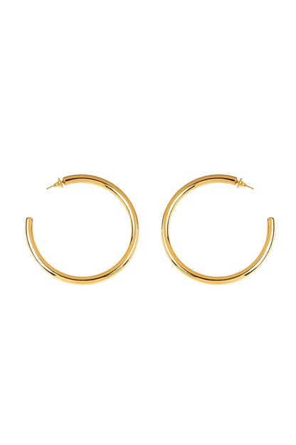 Gold Finish Chunky Large Oro Hoop Earrings