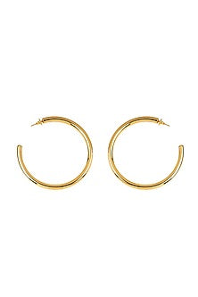 Gold Finish Chunky Large Oro Hoop Earrings