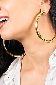 Gold Finish Chunky Large Oro Hoop Earrings