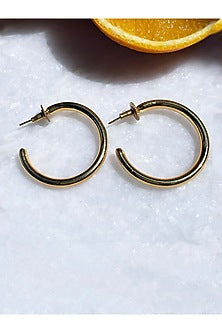 Gold Finish Chunky Mini Oro Hoop Earrings