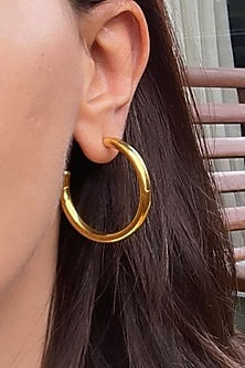 Gold Finish Chunky Mini Oro Hoop Earrings