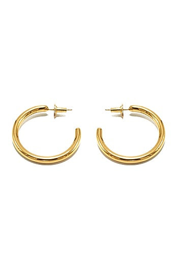 Gold Finish Chunky Mini Oro Hoop Earrings