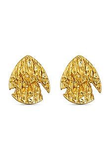 Gold Finish Textured Earrings
