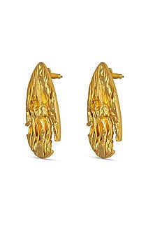 Gold Finish Textured Earrings