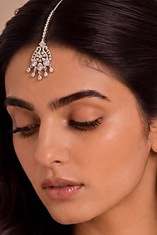 White Rhodium Finish Diamond Maangtikka