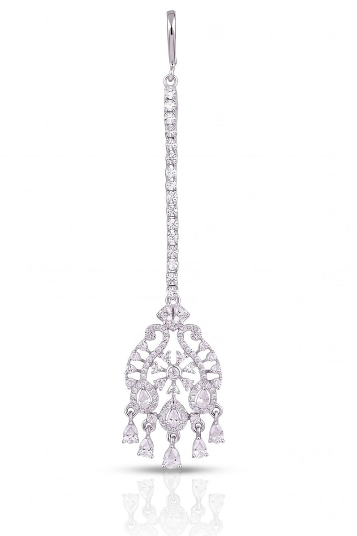White Rhodium Finish Diamond Maangtikka