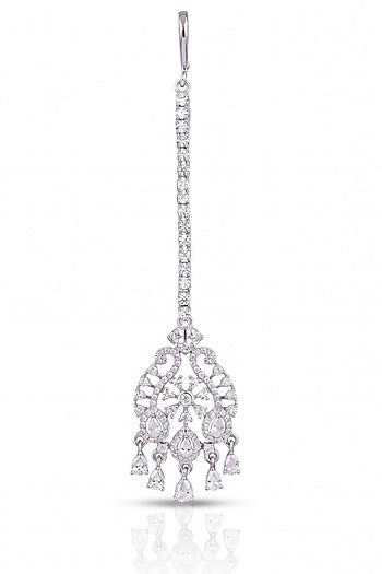 White Rhodium Finish Diamond Maangtikka