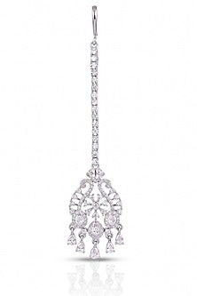 White Rhodium Finish Diamond Maangtikka