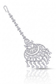 White Rhodium Finish Zircon Maangtikka