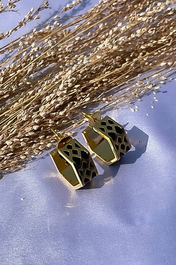 Gold Finish Enamaled Hoop Earrings