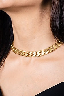 Gold Finish Link Chain Necklace