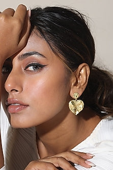 Gold Finish Heart Earrings