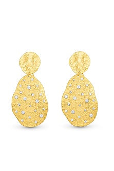 Gold Finish Zircon Glint Oval Earrings