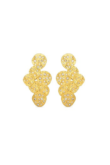 Gold Finish Zircon Glint Cluster Earrings