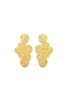 Gold Finish Zircon Glint Cluster Earrings