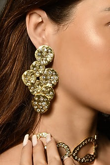 Gold Finish Zircon Glint Cluster Earrings