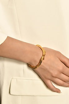 Gold Finish Diamond Glint Wave Bangle