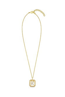 Gold Finish Diamond Initial K Necklace