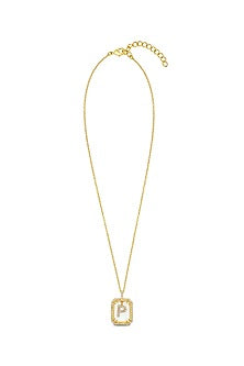 Gold Finish Diamond Initial P Necklace