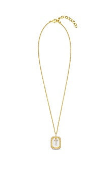 Gold Finish Diamond Initial T Necklace