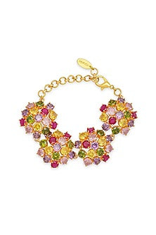 Gold Finish Multi-Colored Crystal & Zircon Bauble Bracelet