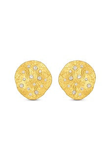 Gold Finish Diamond Glint Stud Earrings