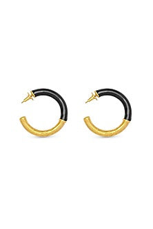 Gold Finish Hammered Hoop Earrings