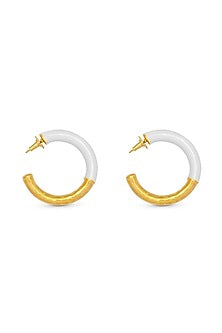 Gold Finish Hammered Hoop Earrings