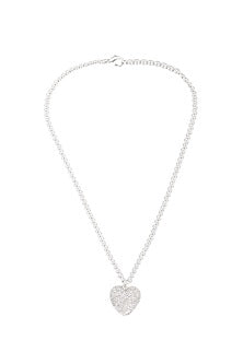 White Finish Diamond Heart-Shaped Pendant Necklace