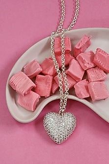 White Finish Diamond Heart-Shaped Pendant Necklace